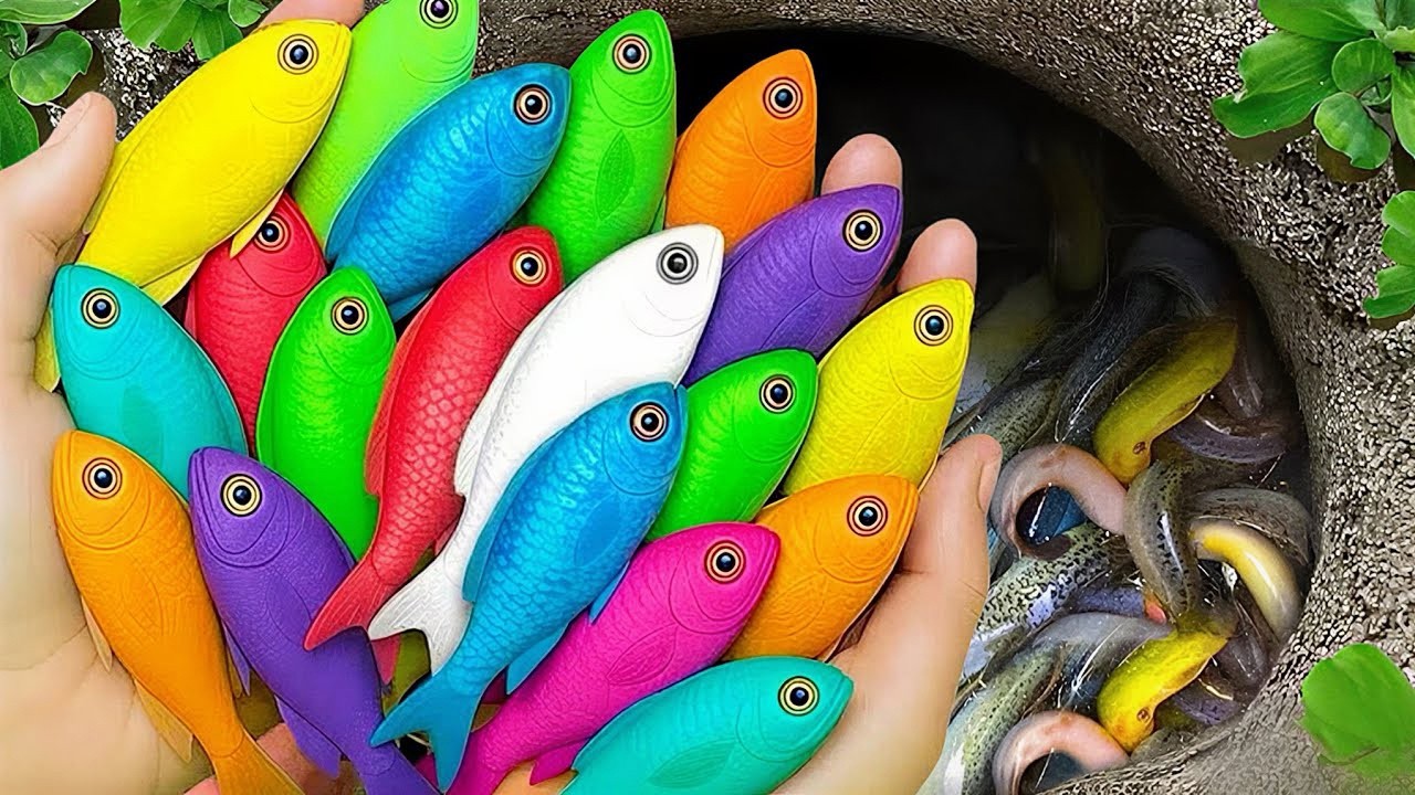 Catch beautiful aquarium fish in small pond baby turtles, eel, koi, pencil fish, tadpole,red grouper