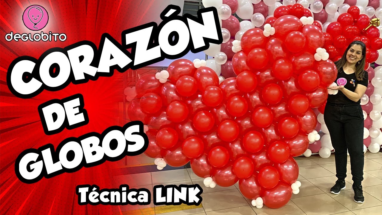 🎈Como hacer un corazón de globos ❤️ - Técnica LINK 🎈 San Valentín - @deglobito 😍