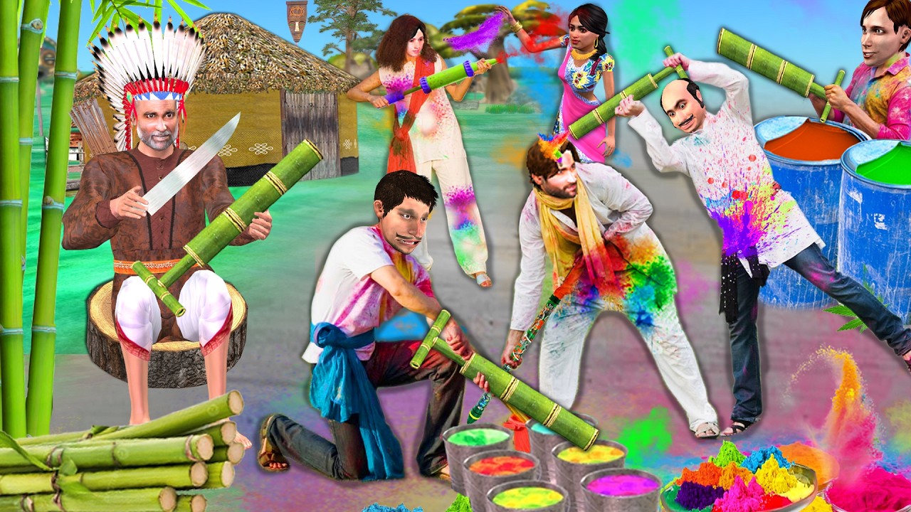 आदिवासी होली बांस की पिचकारी | Aadivasi Holi Hindi Kahaniya