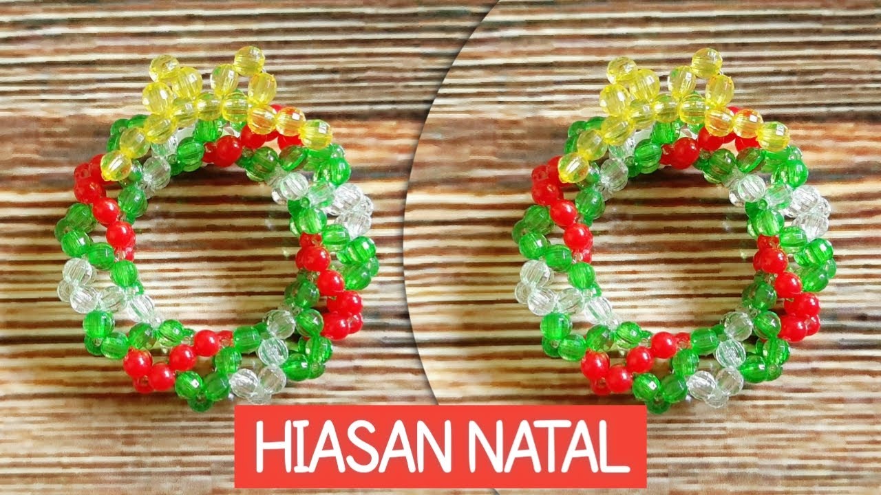 Beaded Christmas Wreath Keychain Tutorial//Ornaments//Membuat Gantungan Kunci Hiasan Lingkaran Natal