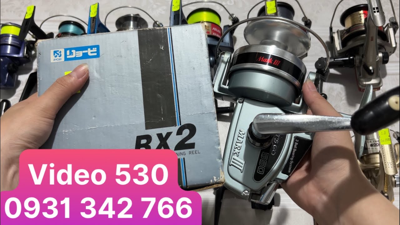 Máy Câu Nhật Bãi Mới Nhất : Máy Ryobi Hàng Hộp Đẹp, Máy Olympic Chạy 3 Bạc Đạn (Video 530)