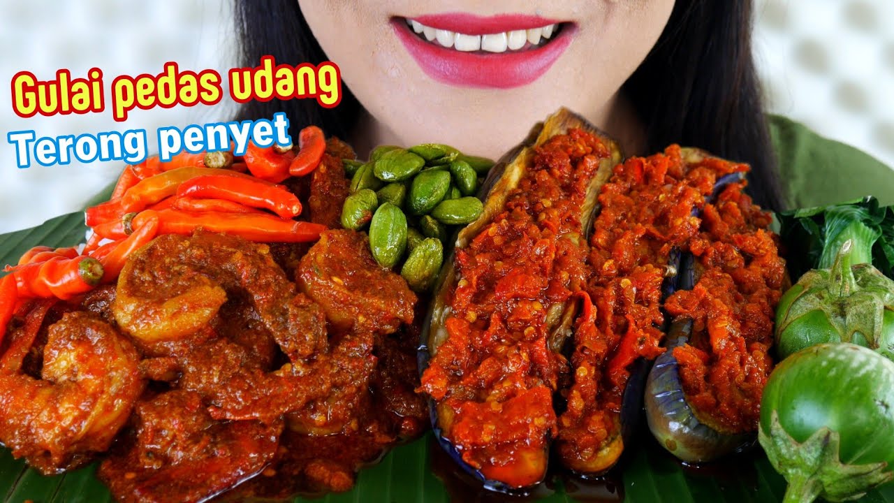ASMR GULAI PEDAS UDANG, TERONG PENYET, PETE GORENG | EATING SOUNDS
