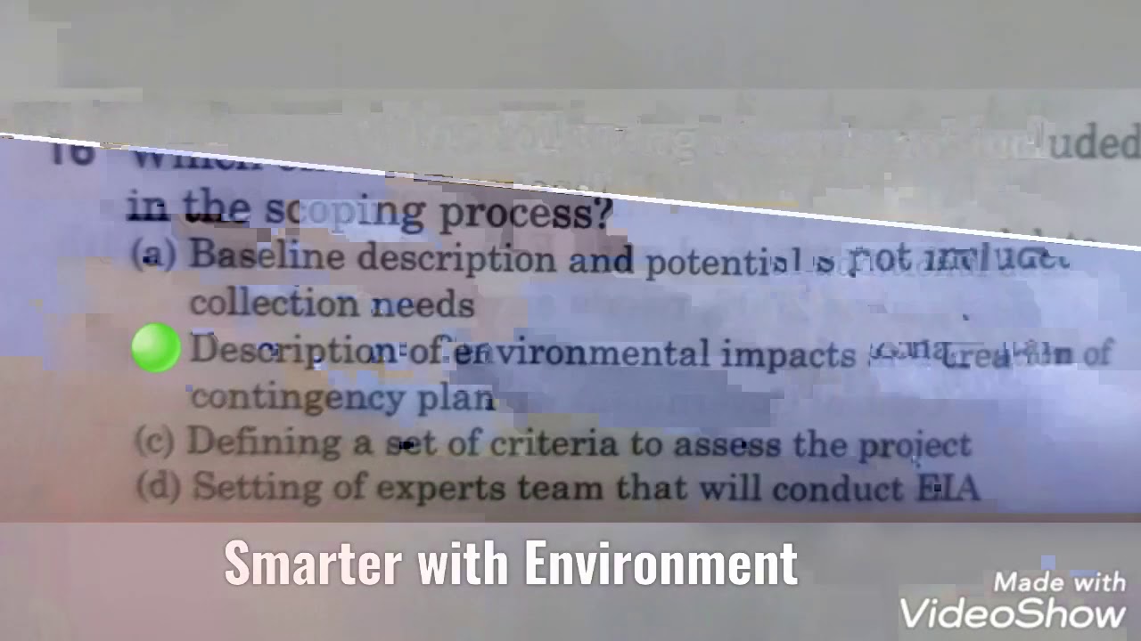 Environmental Impact Assessment MCQ Part 2