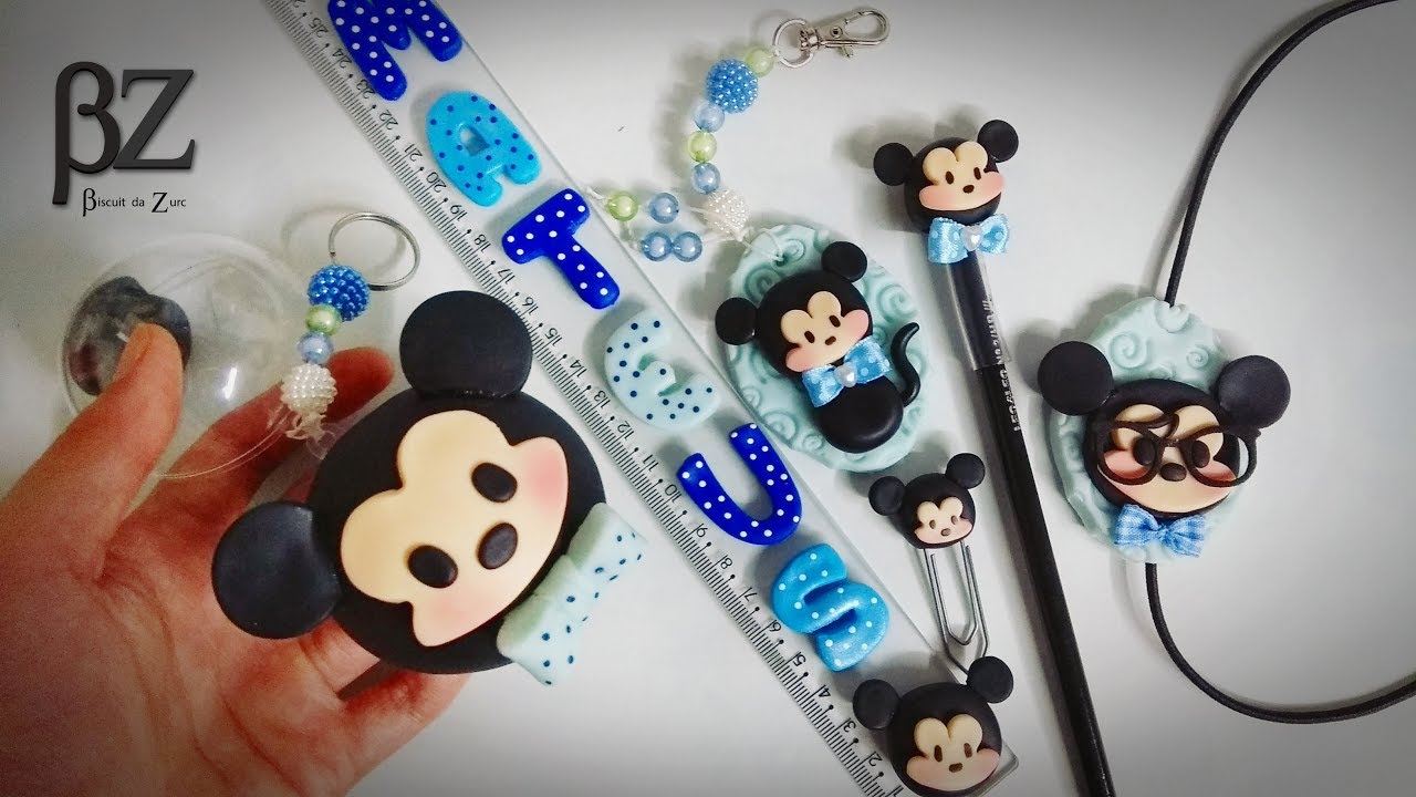 DIY - Material escolar Mickey Cute em biscuit - Passo a Passo
