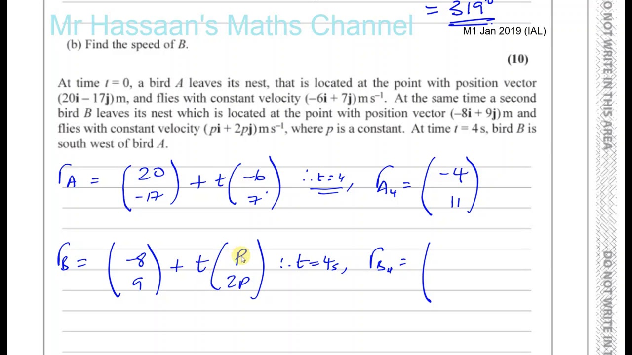 EDEXCEL M1 IAL JAN 2019 Q2   Vectors