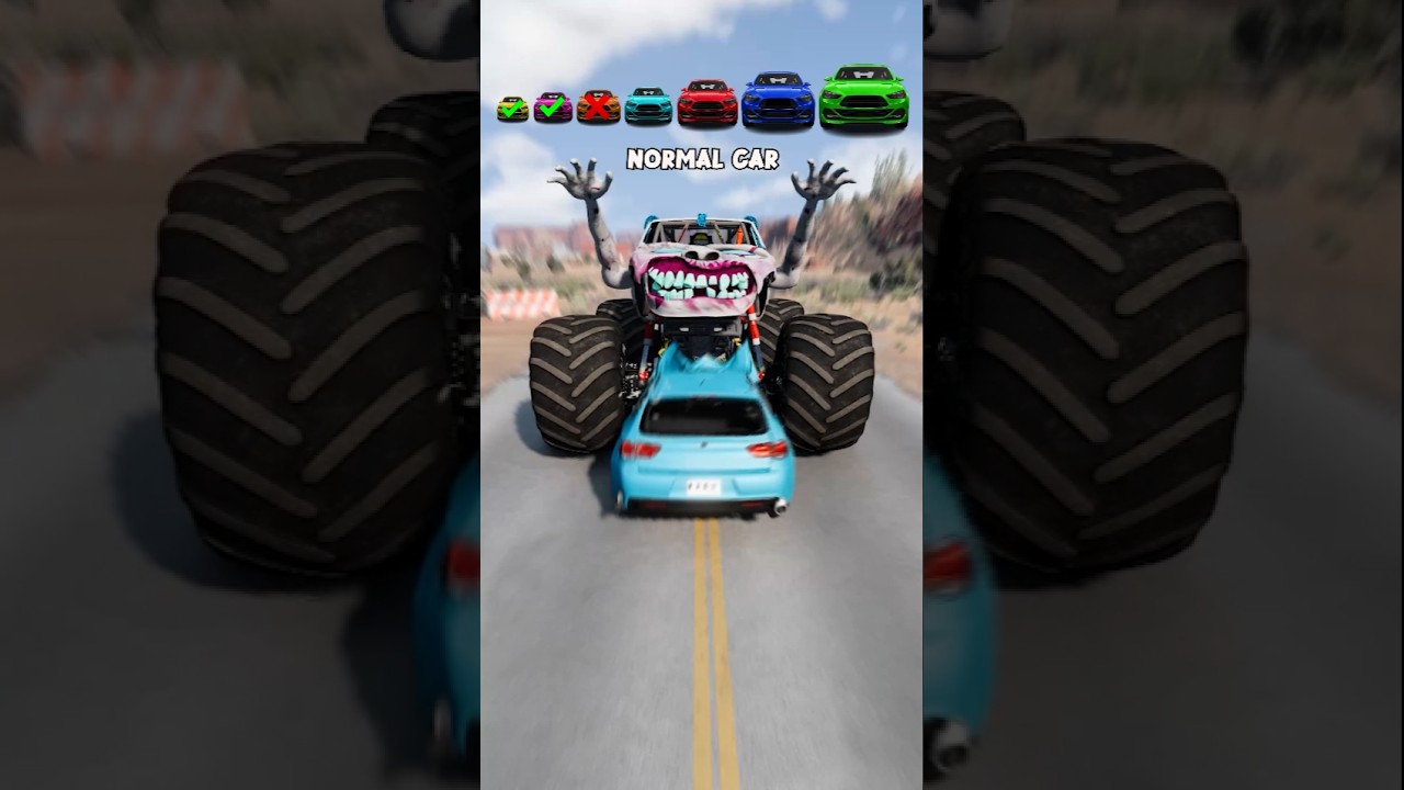 Big & Small Cars vs Monster Truck