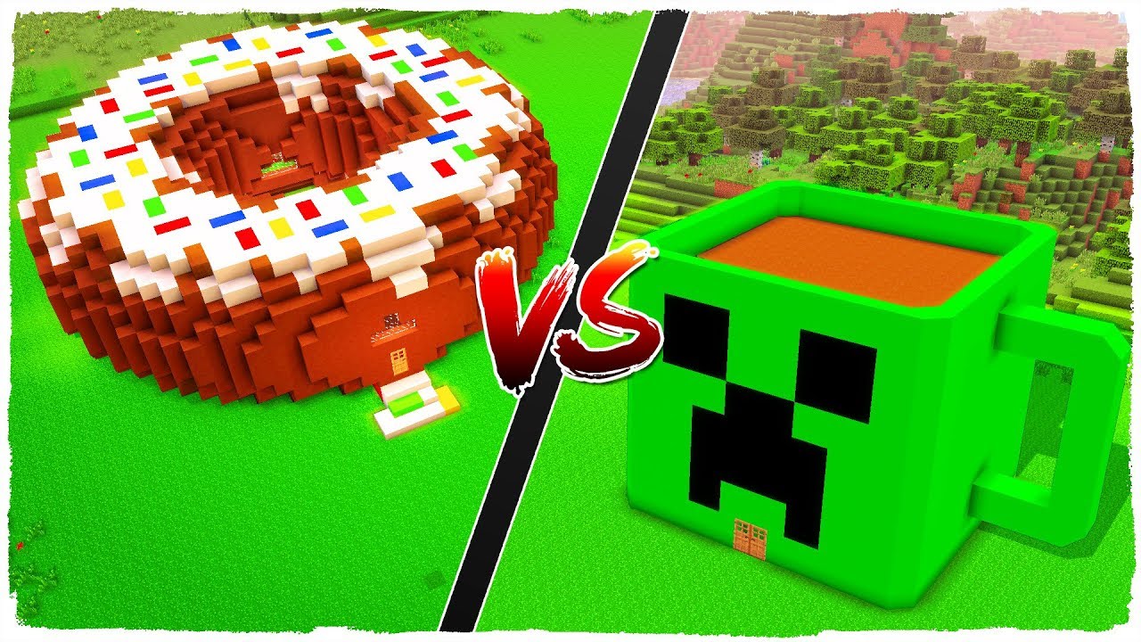 👉 Casa de DONUT vs casa de TAZA DE CAFÉ - MINECRAFT