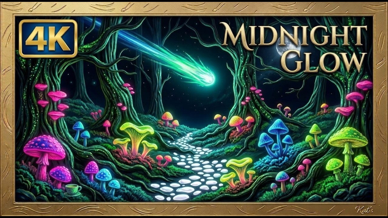 Screensaver Neon Mushroom Forest | 4K Frame TV Art | Noite do Cometa: Floresta Neón 4K | Ambiência