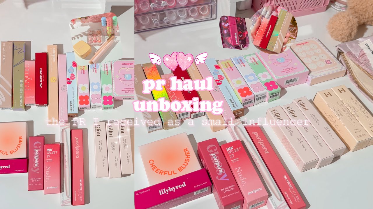 kbeauty pr haul 🌸 what I received as a small influencer | rom&nd, peripera, colorgram, glint..