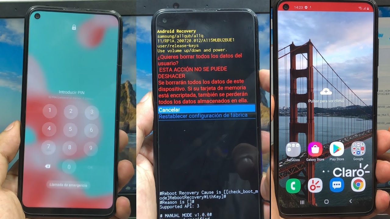 Nuevo Hard Reset Samsung A11 android 11 como quitar pin o patron huella cuando no entra al recovery