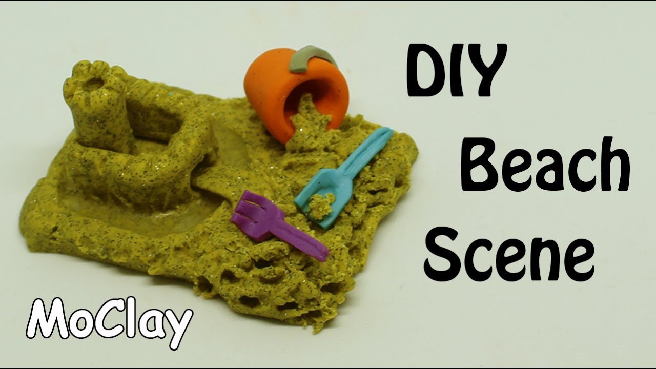 Miniature pail and shovel set - Clay beach scene