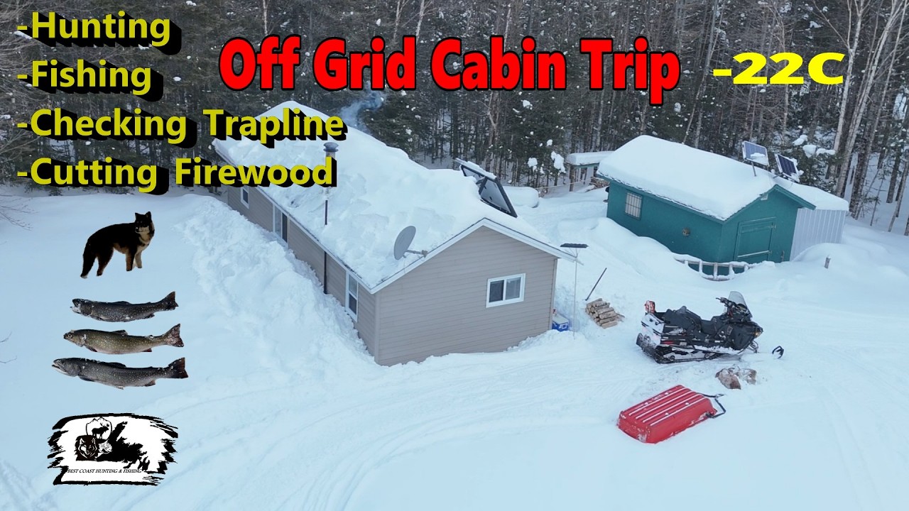 My Off Grid Cabin Trip, Freezing Temps -22C, Checking Trapline, Ice Fishing, Coyote Hunting & More