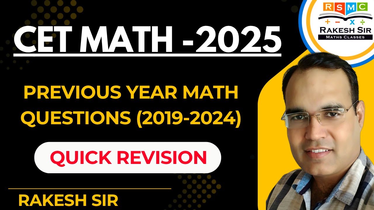 CET PREVIOUS YEAR MATH QUESTIONS || QUICK REVISION (PART 1)