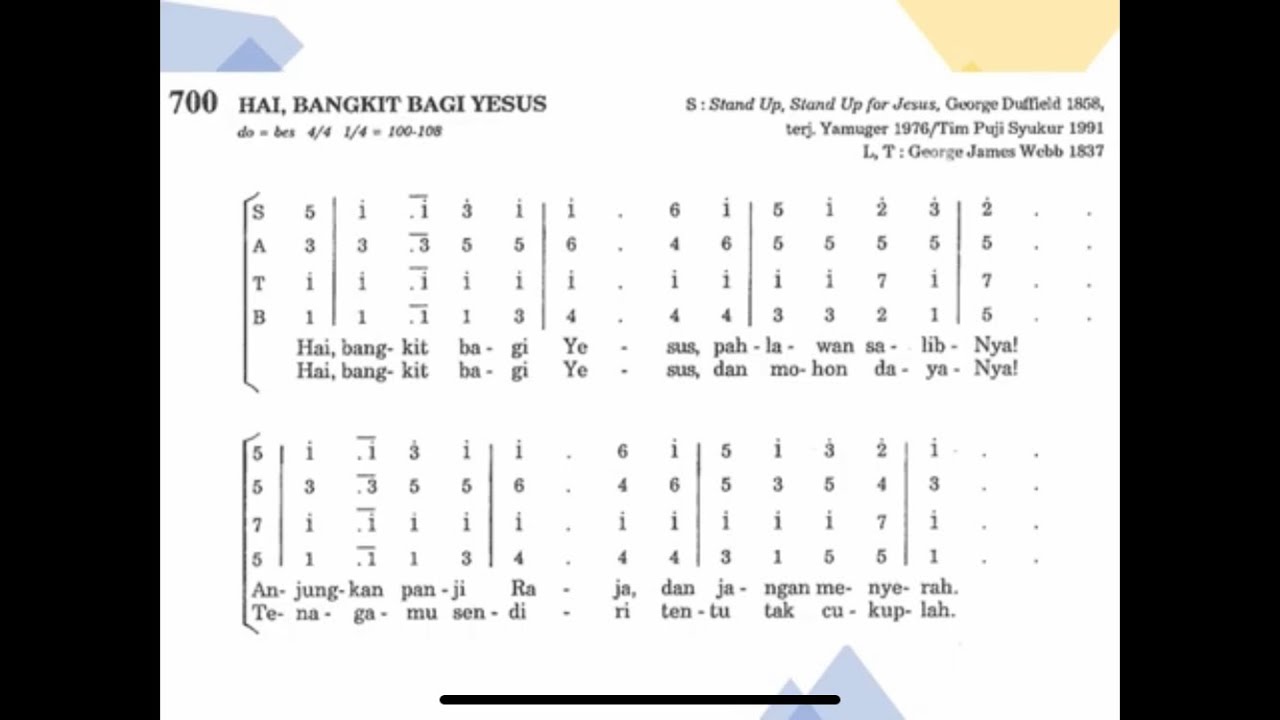 Hai Bangkit Bagi Yesus (PS. 700) - notasi Alto