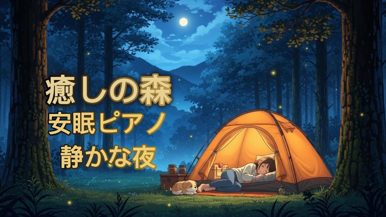 Peaceful Forest Night with Fireflies ✨ 癒しの森 | Gentle Piano for Deep Sleep 安眠音楽