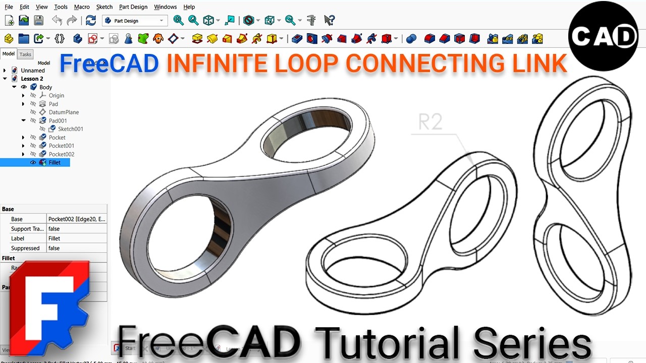 FreeCAD Beginner Course | Module 1 – Lesson 6 | From 2D Isometric Drawing to 3D Solid Model