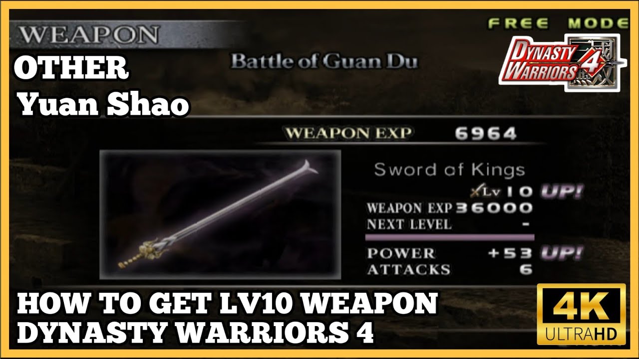 Yuan Shao Lv10 Weapon Guide | Dynasty Warriors 4