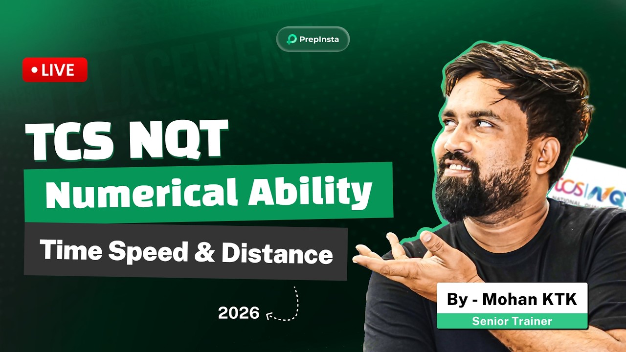 TCS NQT 2026 Time Speed Distance LIVE 🔴 | Important Boats & Streams Problems