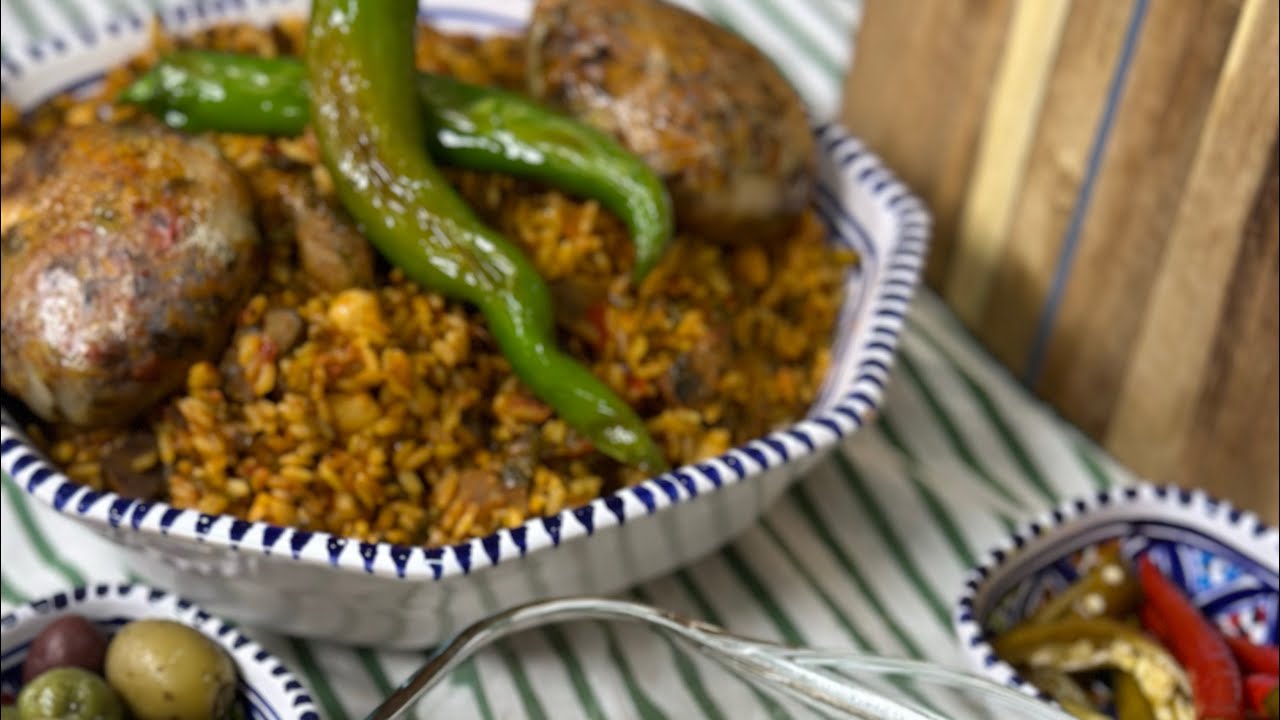 Steamed Tunisian Rice with vegetables and meat روز جربي و عصبان(أرز بالخضار و اللحم :طريقة التونسية)