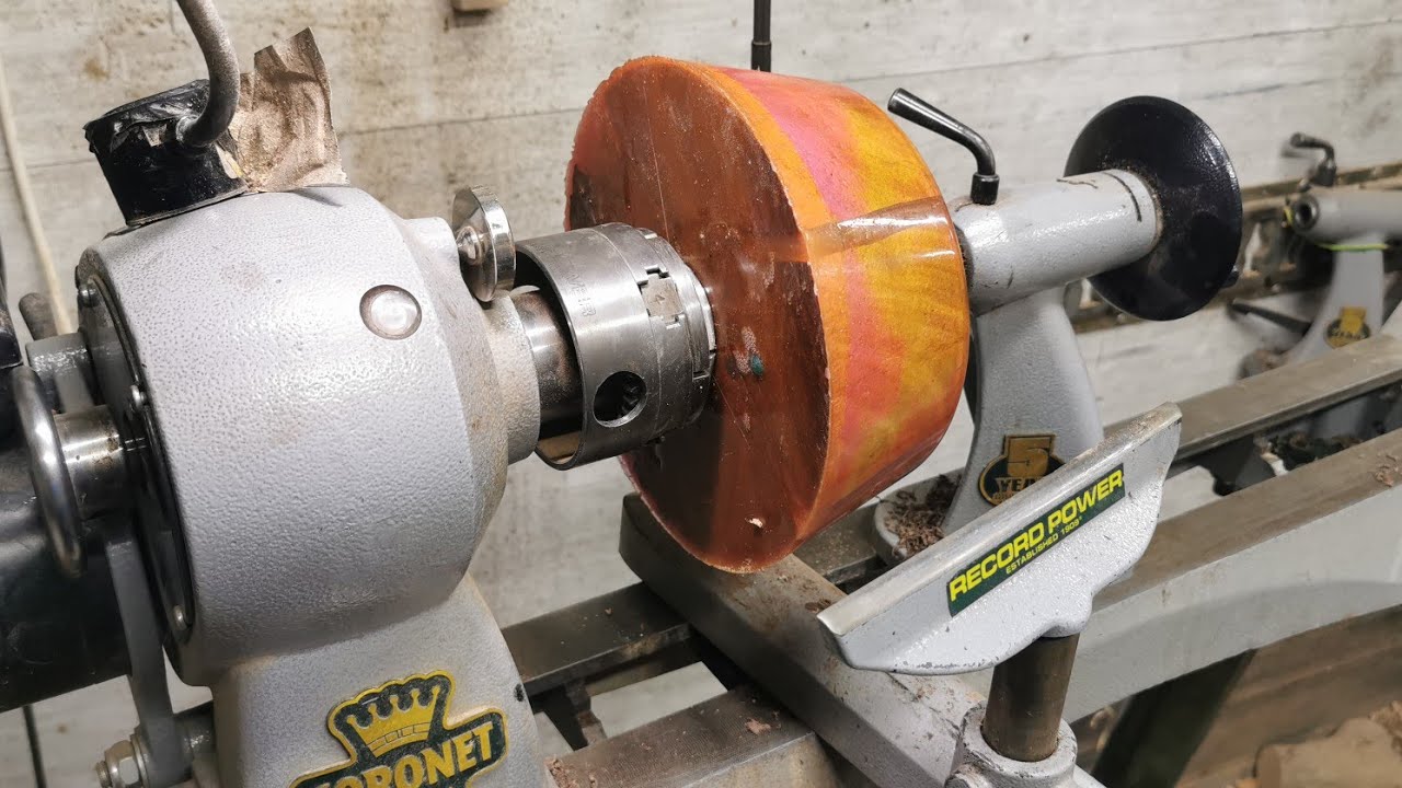 Wood turning Cracked Cherry Log and Epoxy Resin