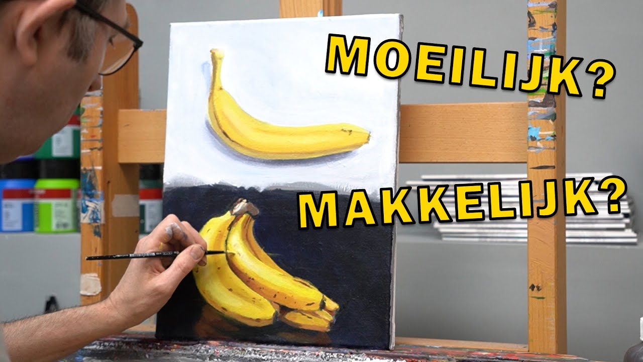 Simpele onderwerpen zijn vaak moeilijker dan complexe onderwerpen. Schilderen met acrylverf.