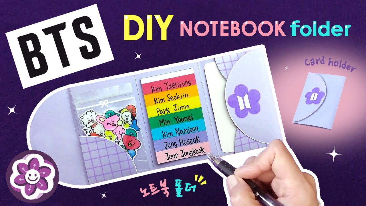 💜 DIY BTS Notebook Folder | DIY BTS Notebook | BTS School Supplies | Paper Folder Paper Craft Ideas