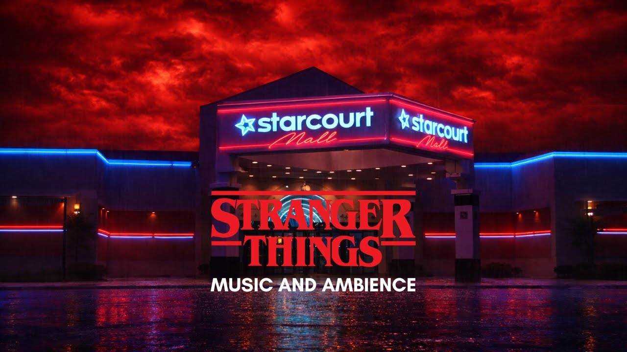 Stranger Things Ambience | Starcourt Mall in Thunderstorm | Sleep, Study, Relax