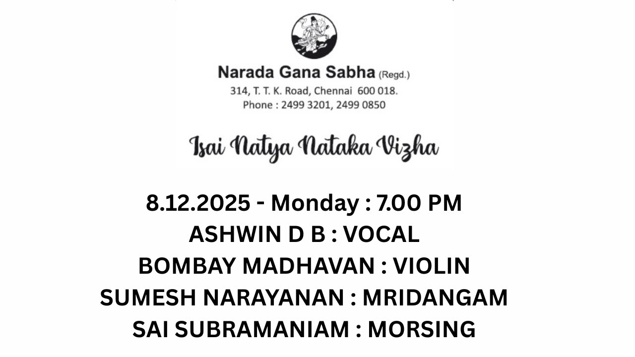The Pre-Music Festival  l Ashwin D B & Party l NGS Mini Hall l 8th Dec - 2025