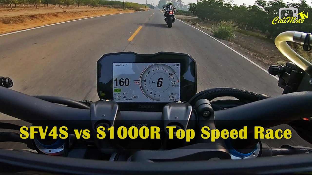 2020 Ducati Streetfighter V4 S vs 2018 BMW S1000R | Top Speed Drag Race