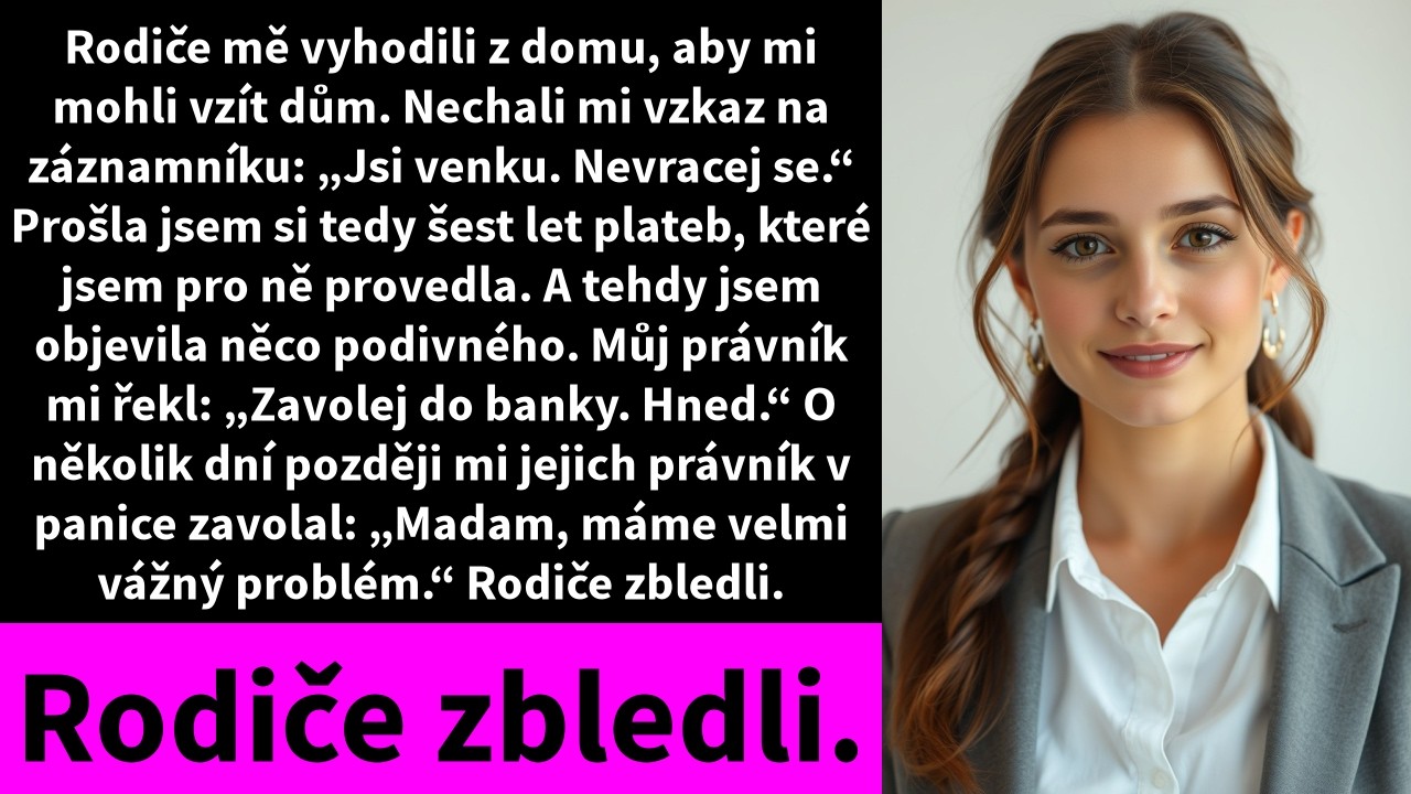Rodiče mě vyhodili z domu, aby mi mohli vzít dům. Nechali mi vzkaz na záznamníku: