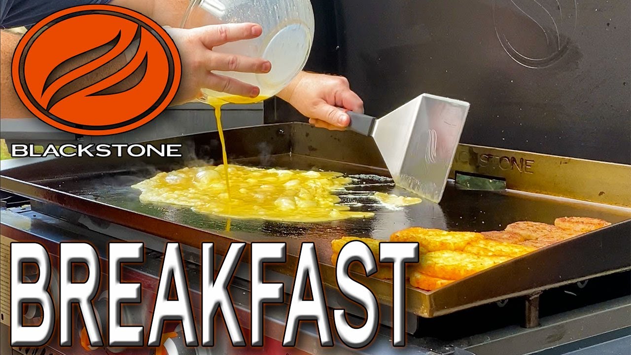 SIMPLE BREAKFAST ON BLACKSTONE GRIDDLE - SAUSAGE, EGGS, HASH BROWNS, AND CHEESE!