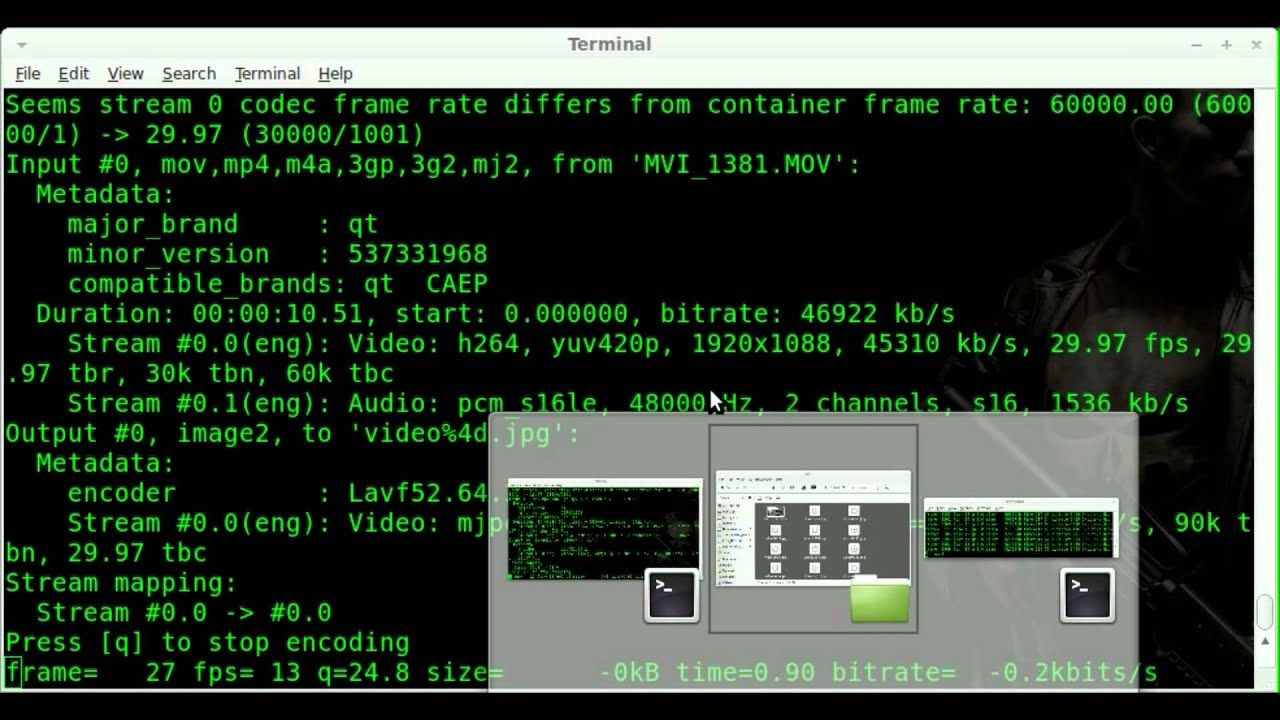 Videos to Image Sequence - FFMPEG - BASH - Linux