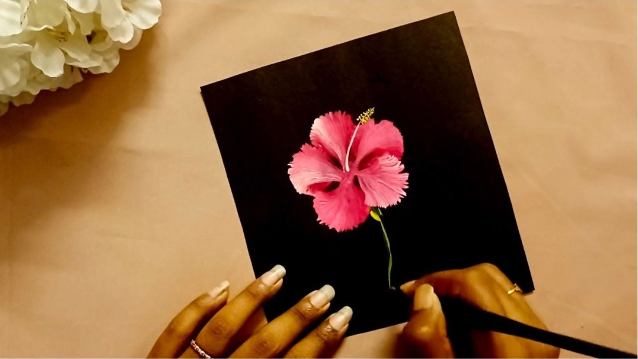 Easy Acrylic Flower Painting for Beginners | Simple Hibiscus Art