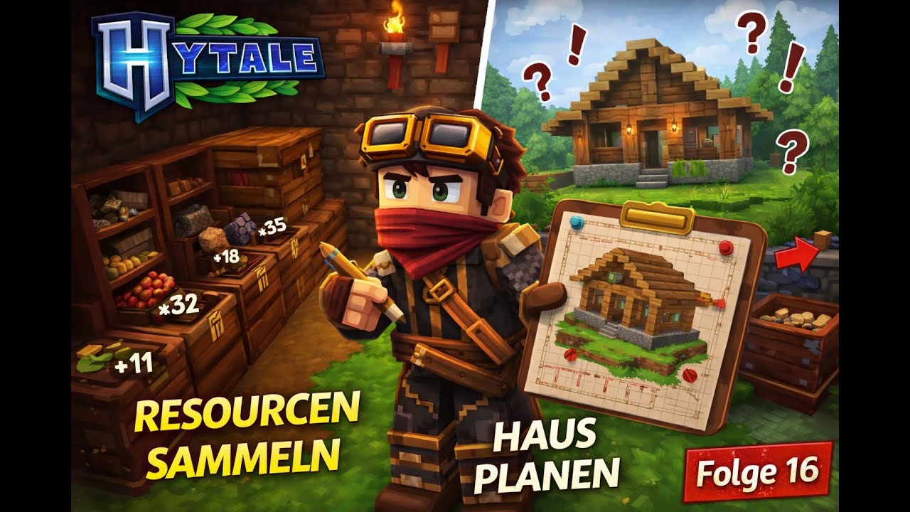🔨 Endlich Ordnung! Ressourcen sammeln & Haus perfekt planen | Hytale Folge #016