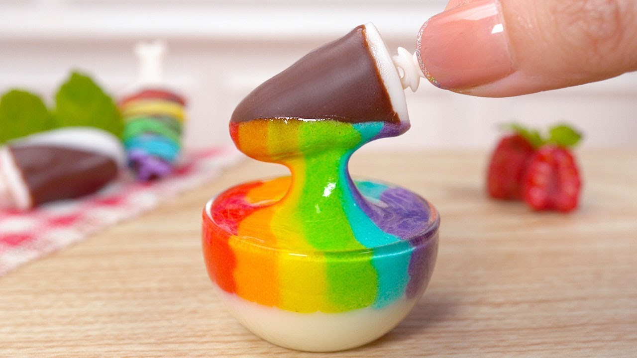 Satisfying Miniature Rainbow Ice Cream Decorating | Awesome Tiny Chocolate Ice Cream Recipe