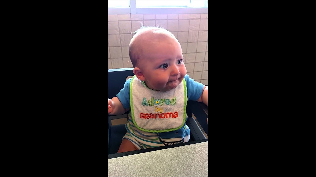 Baby Cameron eats pears