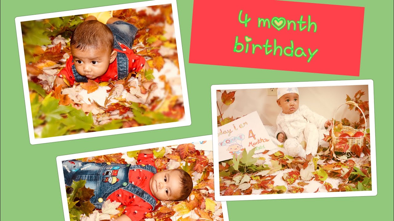 4 Month Birthday baby photo shoot || Fall theme || First roll over