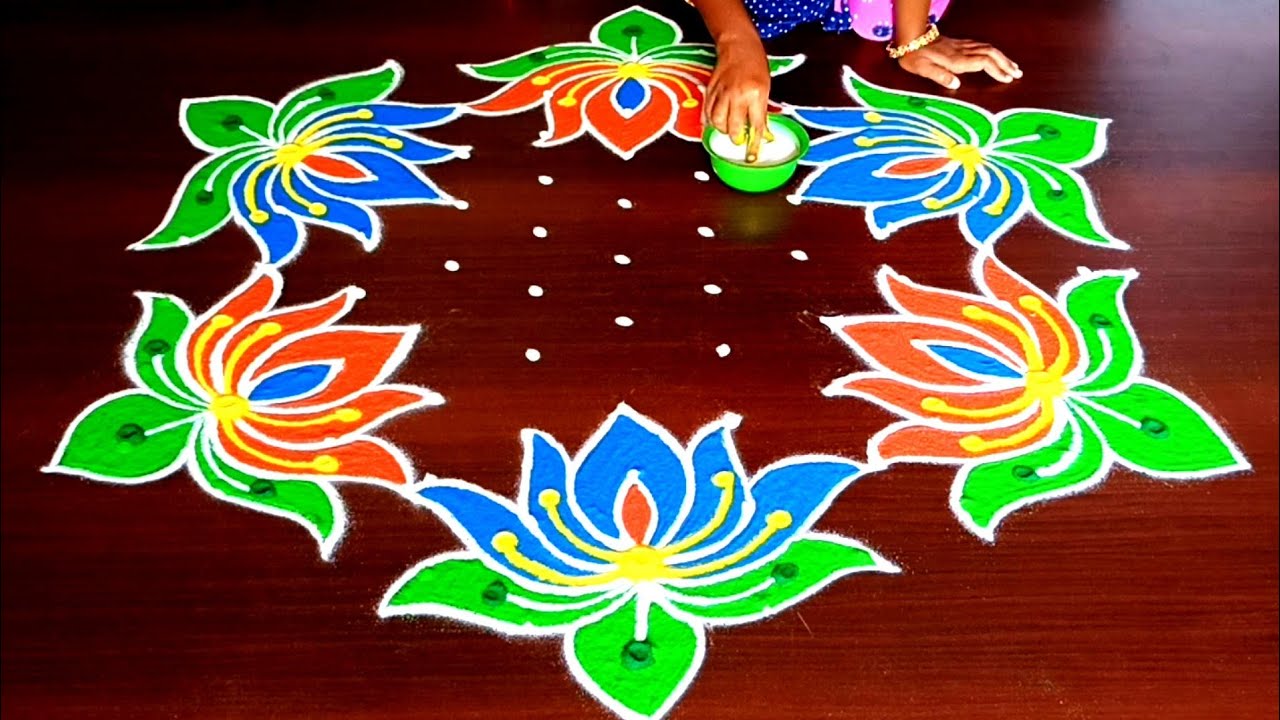 Navaratri Special Lotus Rangoli Designs/Navaratri kolam designs/Dasara rangoli designs/Dasara Mugulu