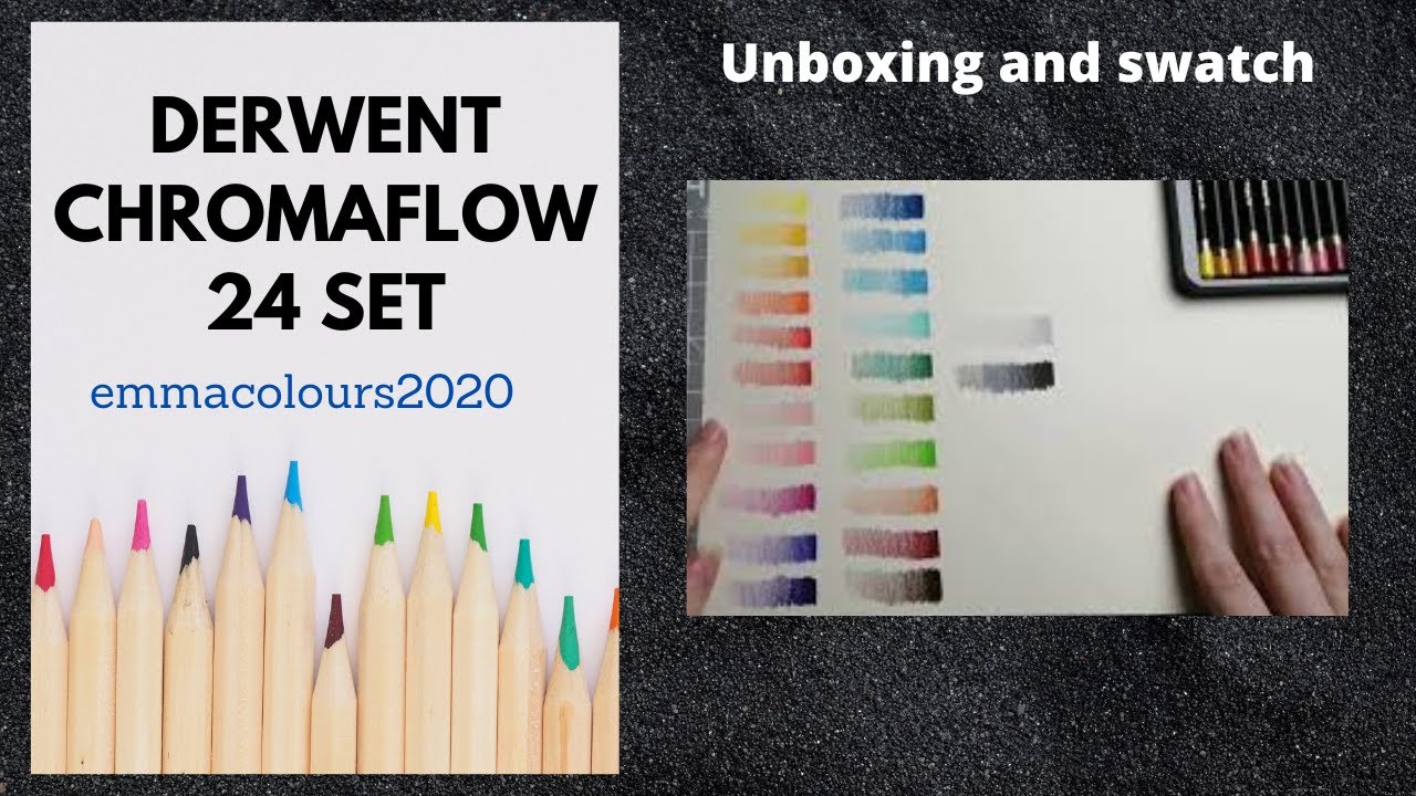 Derwent Chromaflow 24 pencils - unboxing and first impression and swatch - Adult coloring