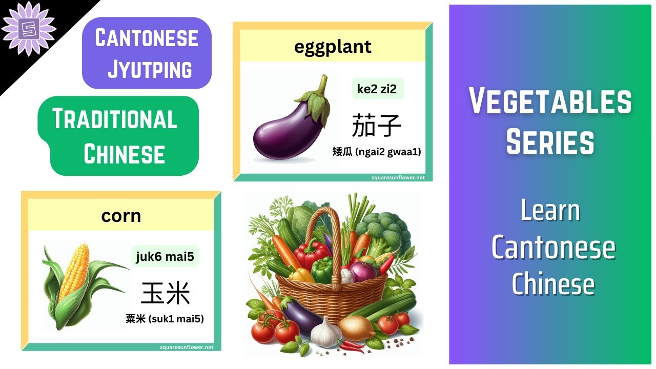 [Cantonese] Learn Vegetable Names In Cantonese Chinese For Beginners With Jyutping Pronunciations