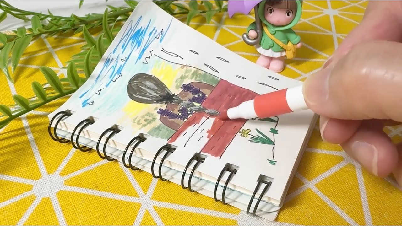Auntie Doodle - Simple Doodle Coloring Drawing | Girl on Bench