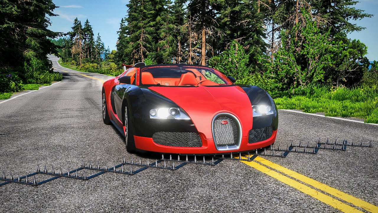 BEAMNG MODS vs SPIKE STRIPS - BeamNG Drive