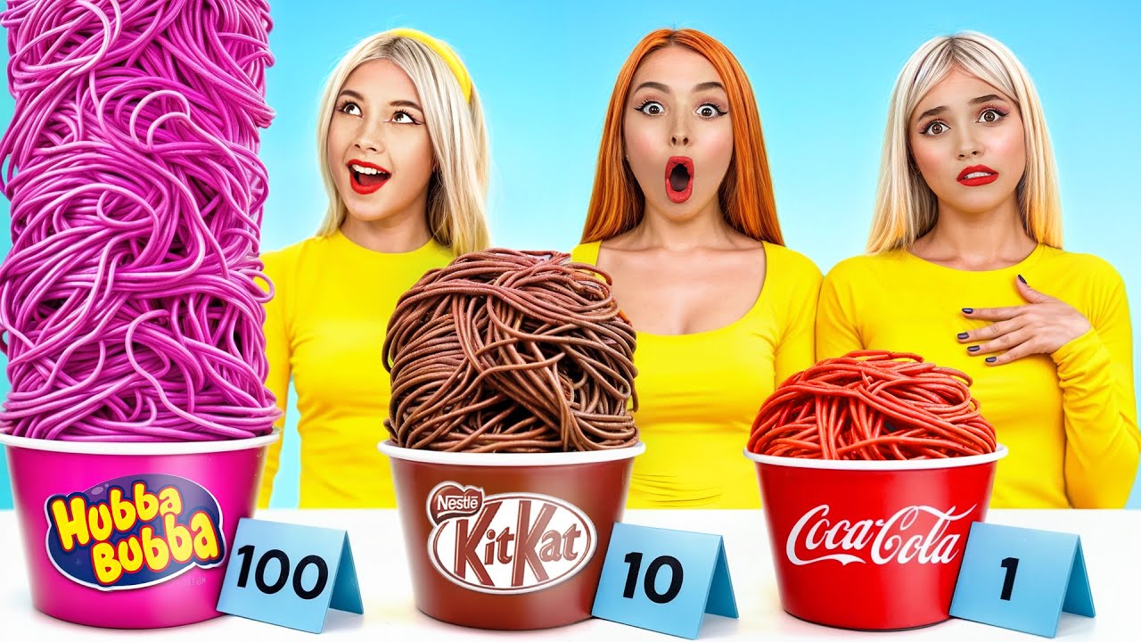 100 Layers of Food Challenge | Giant vs Tiny Chocolate Battle by Turbo Team