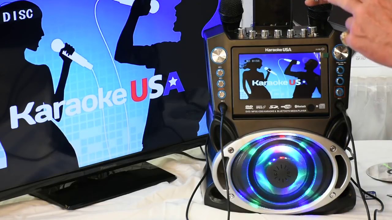 GF842 DVD CDG MP3G Karaoke Machine with 7 TFT Color Screen, Record, Bluetooth and LED Sync Lights