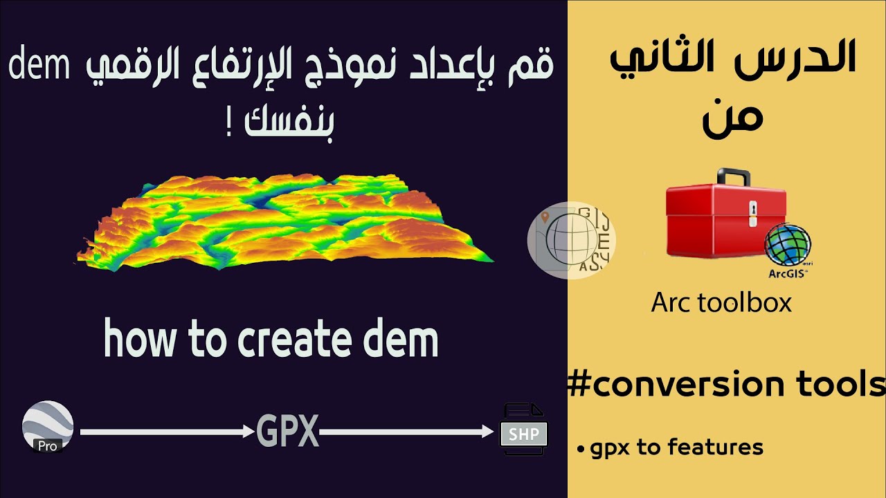 كيفية إنشاء نموذج إرتفاع رقمي الدرس الثاني من conversion tools كيفية تحويل gpx to features علىarcgis