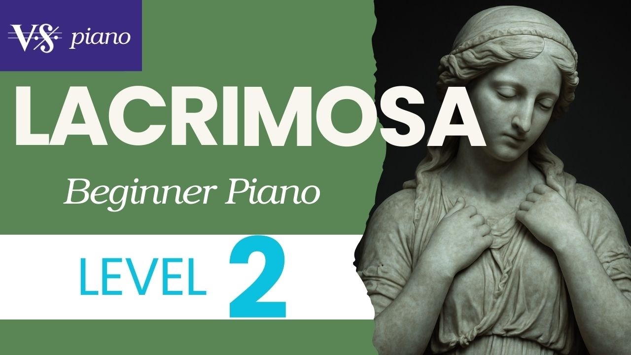 Mozart LACRIMOSA for beginner piano - Level 2 [VISUAL SCORES]
