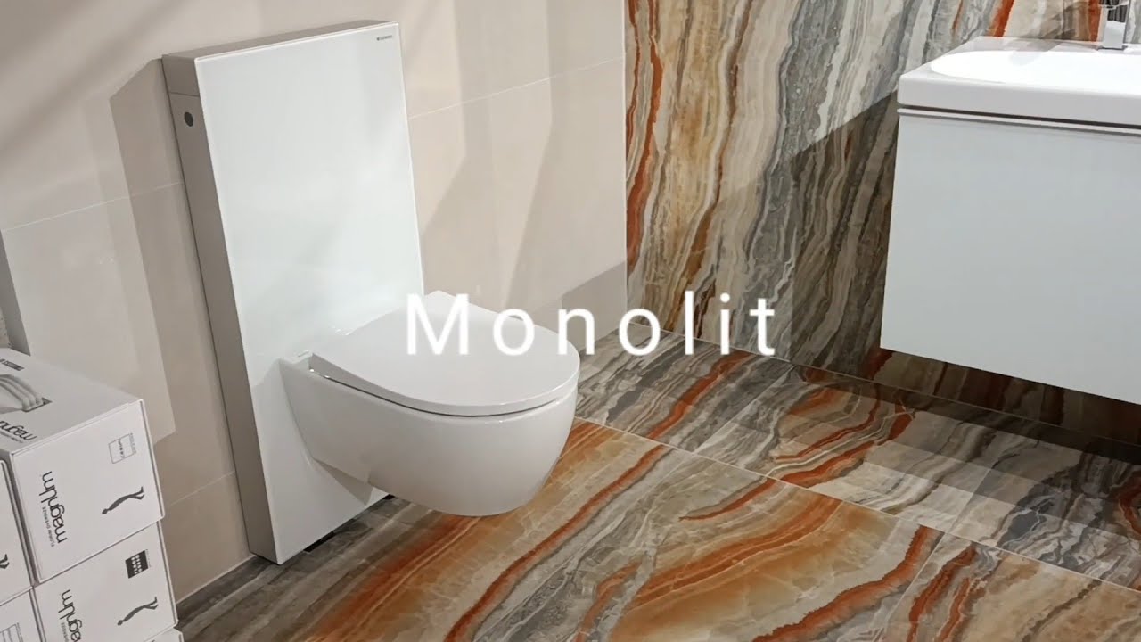 131.021.SI.5 Geberit Monolith sanitary module for wall-hung WC, white glass / aluminium 500.784.01.1
