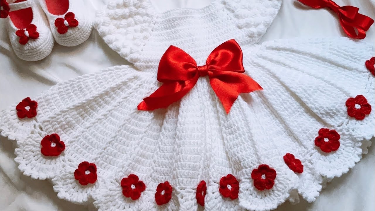 فستان كروشيه بتصميم مميز /Baby Crochet Dress