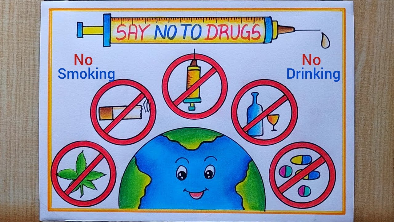 International Day Against Drugs Abuse poster drawing| Say No to Drugs poster| Drug Poster|No smoking