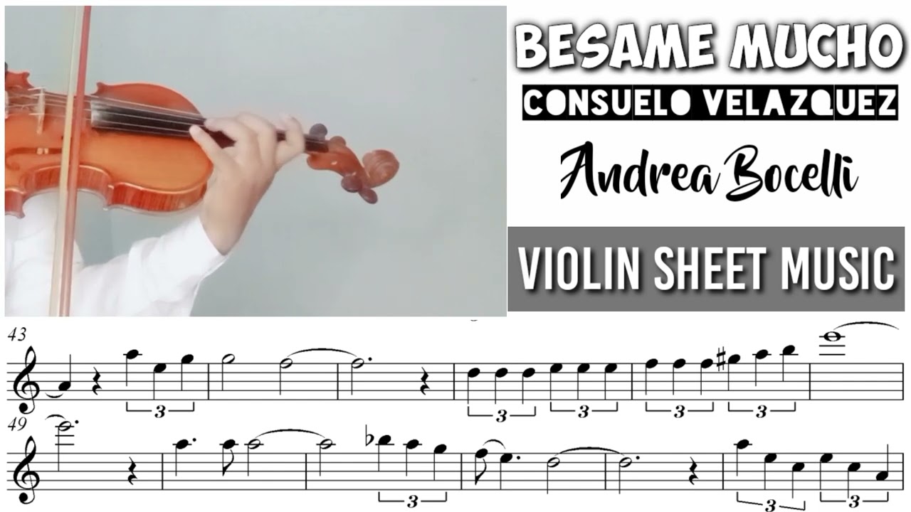Besame Mucho - Andrea Bocelli || Violin Sheet Music